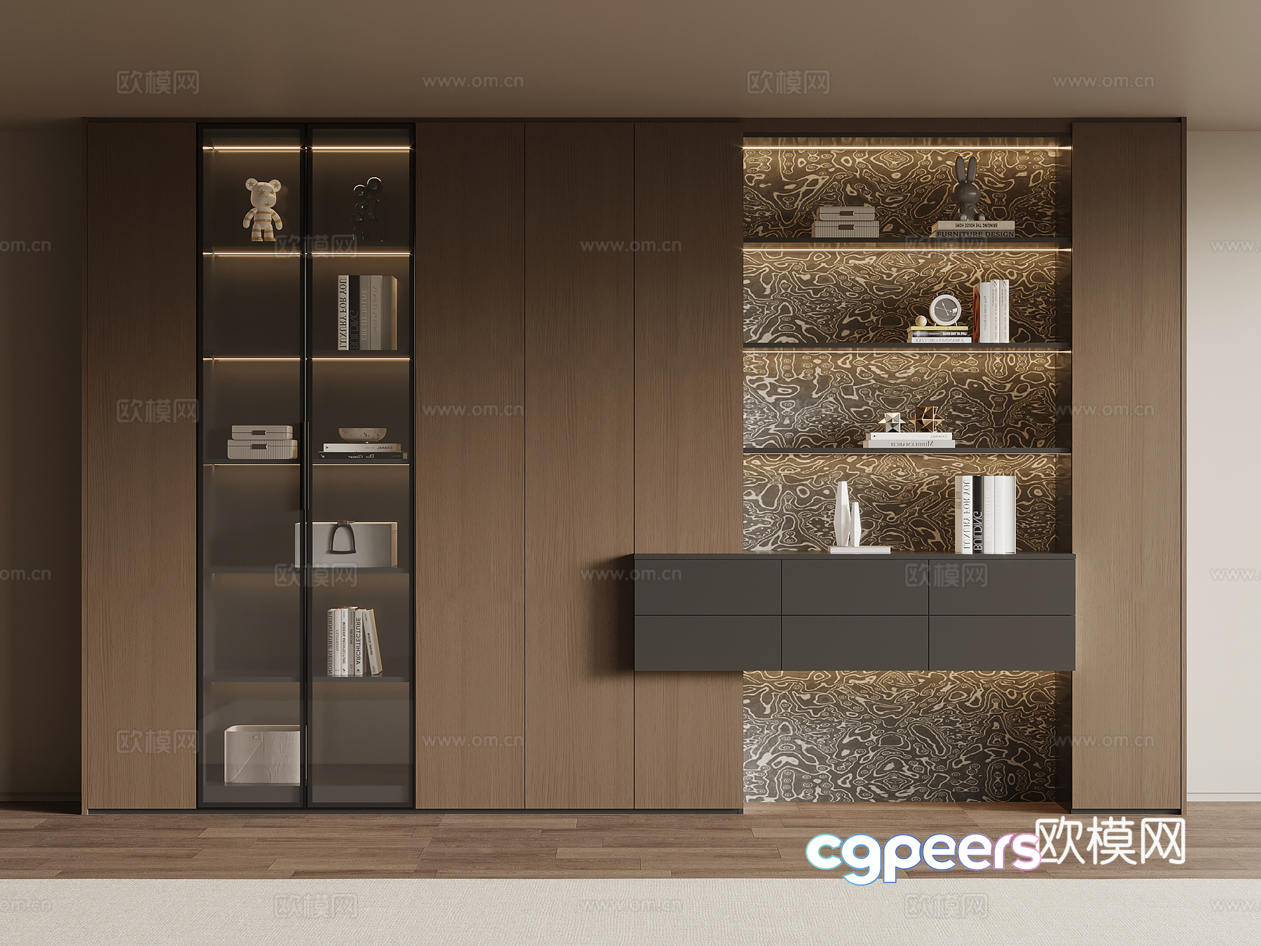Modern Wooden Shelving Unit 3D Model - 8846 - VRAY Render Modern Wooden Shelving Unit 3D Model - 8846 - VRAY Render