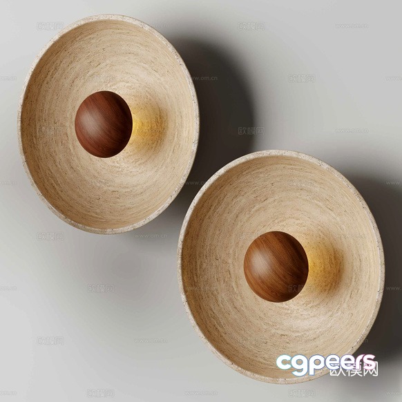 Wooden Bowls With A Brown Ball In The Center 3D Model - 22310 - CORONA Render
