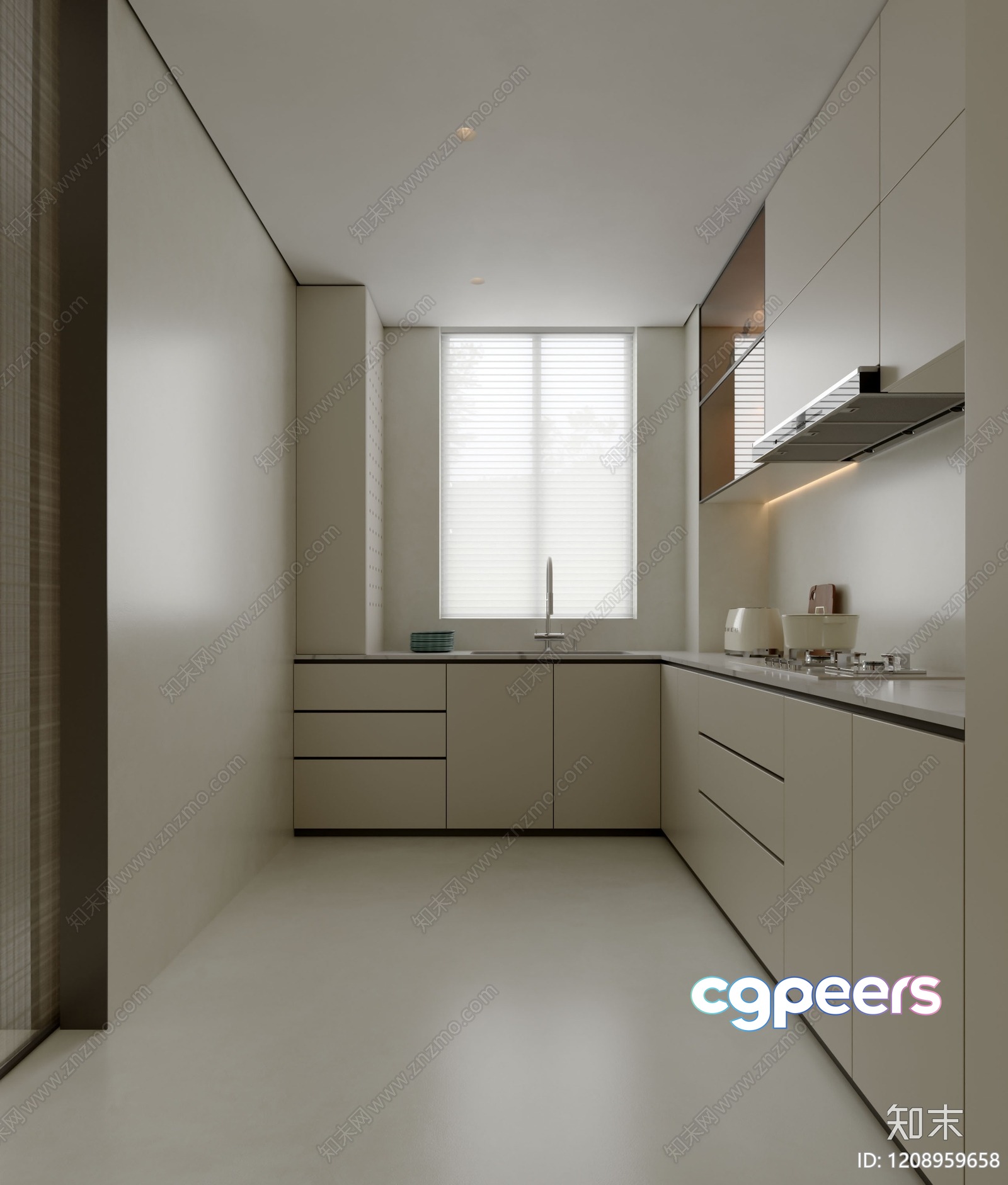 Minimalist Kitchen 3D Model - 10727 - VRAY Render