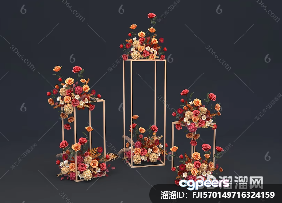 Gold Frame With Flowers 3D Model - 23733 - VRAY Render Gold Frame With Flowers 3D Model - 23733 - VRAY Render