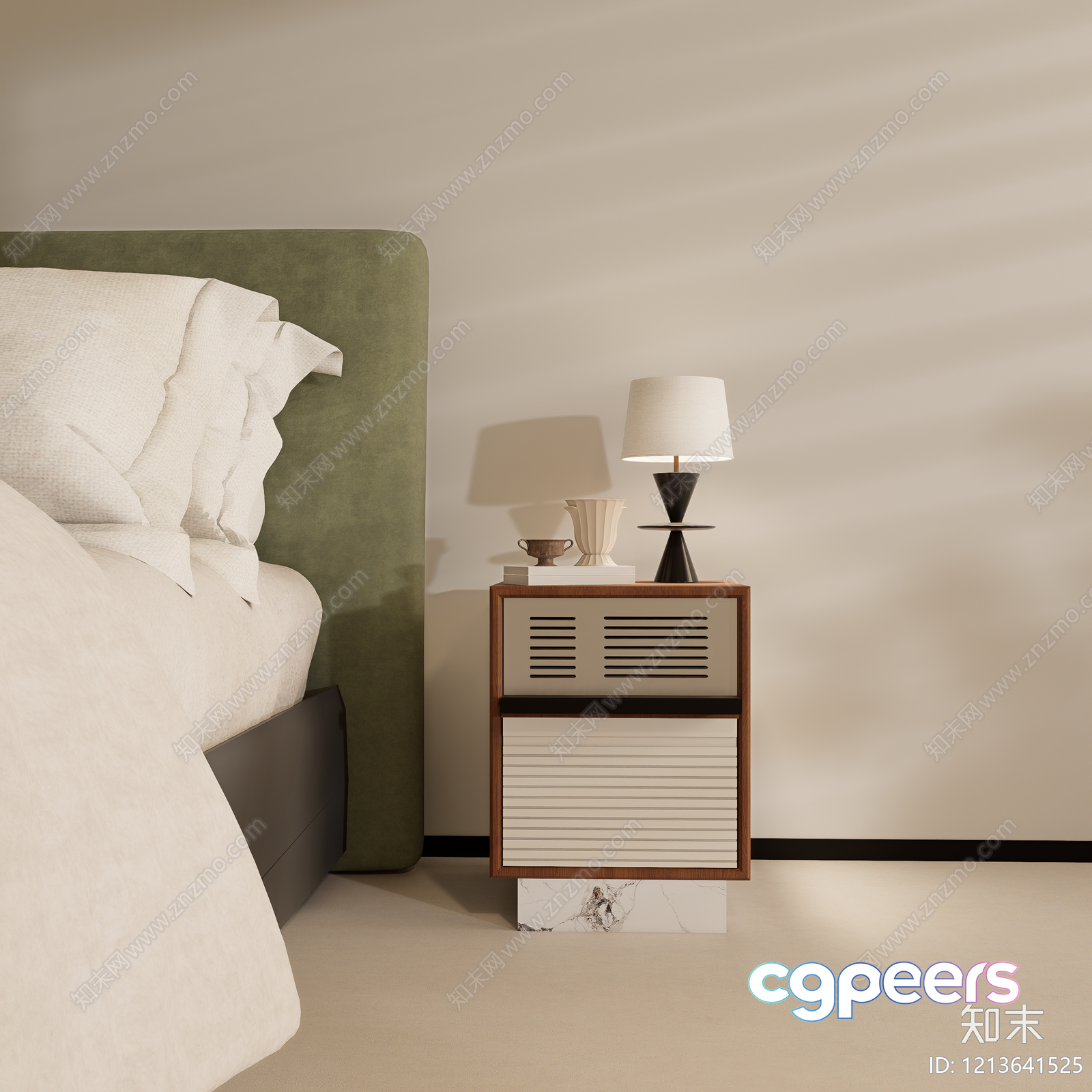A Mid-Century Modern Nightstand 3D Model - 16424 - VRAY Render A Mid-Century Modern Nightstand 3D Model - 16424 - VRAY Render