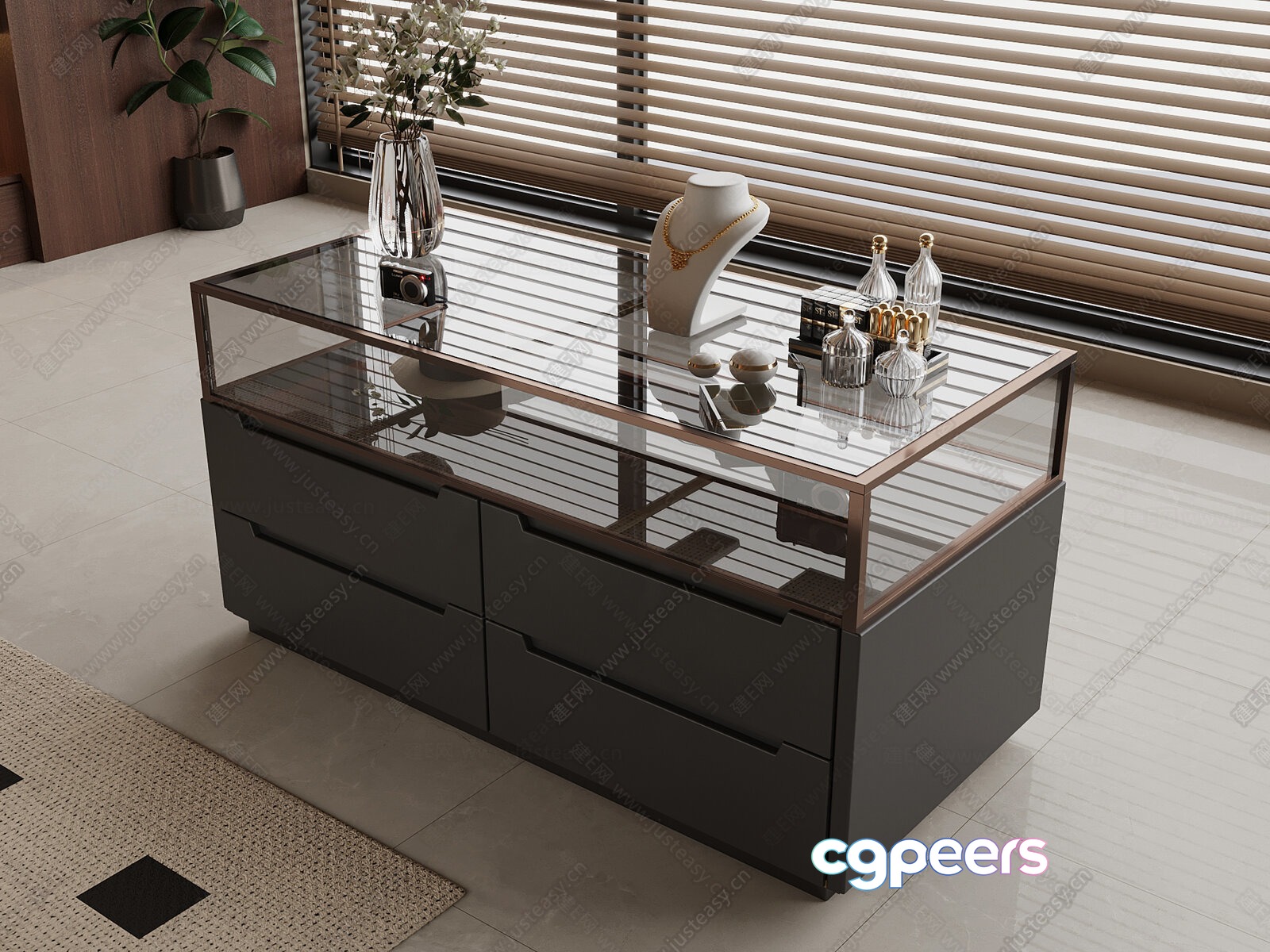 Modern Glass Coffee Table 3D Model - 18314 - VRAY Render