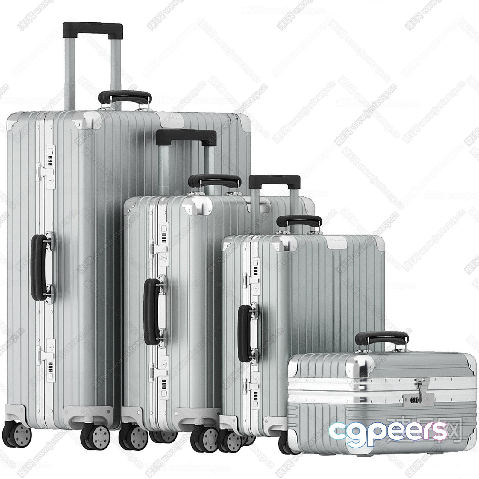 Silver Suitcases 3D Model - 13291 - VRAY Render Silver Suitcases 3D Model - 13291 - VRAY Render