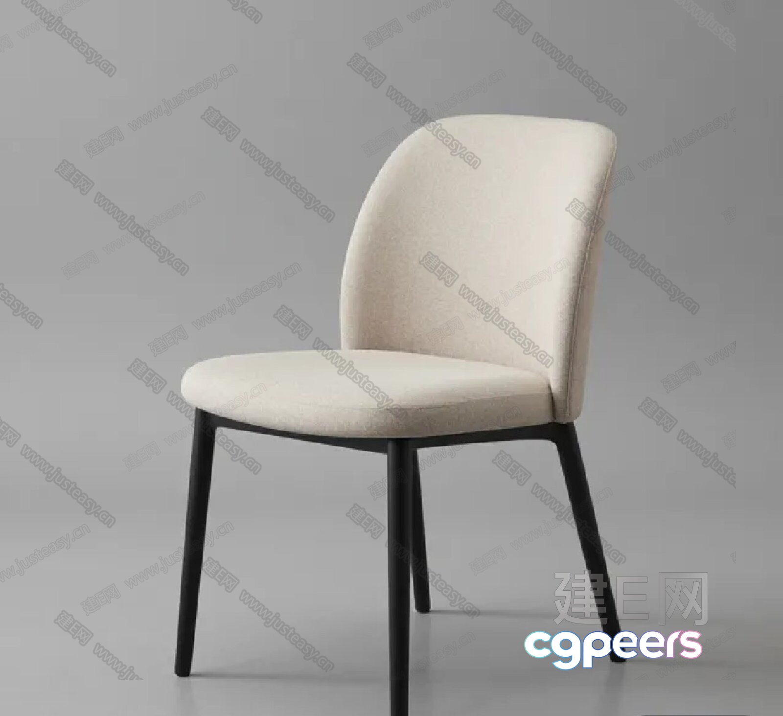 A Simple White Chair With A Curved Back 3D Model - 5442 - VRAY Render