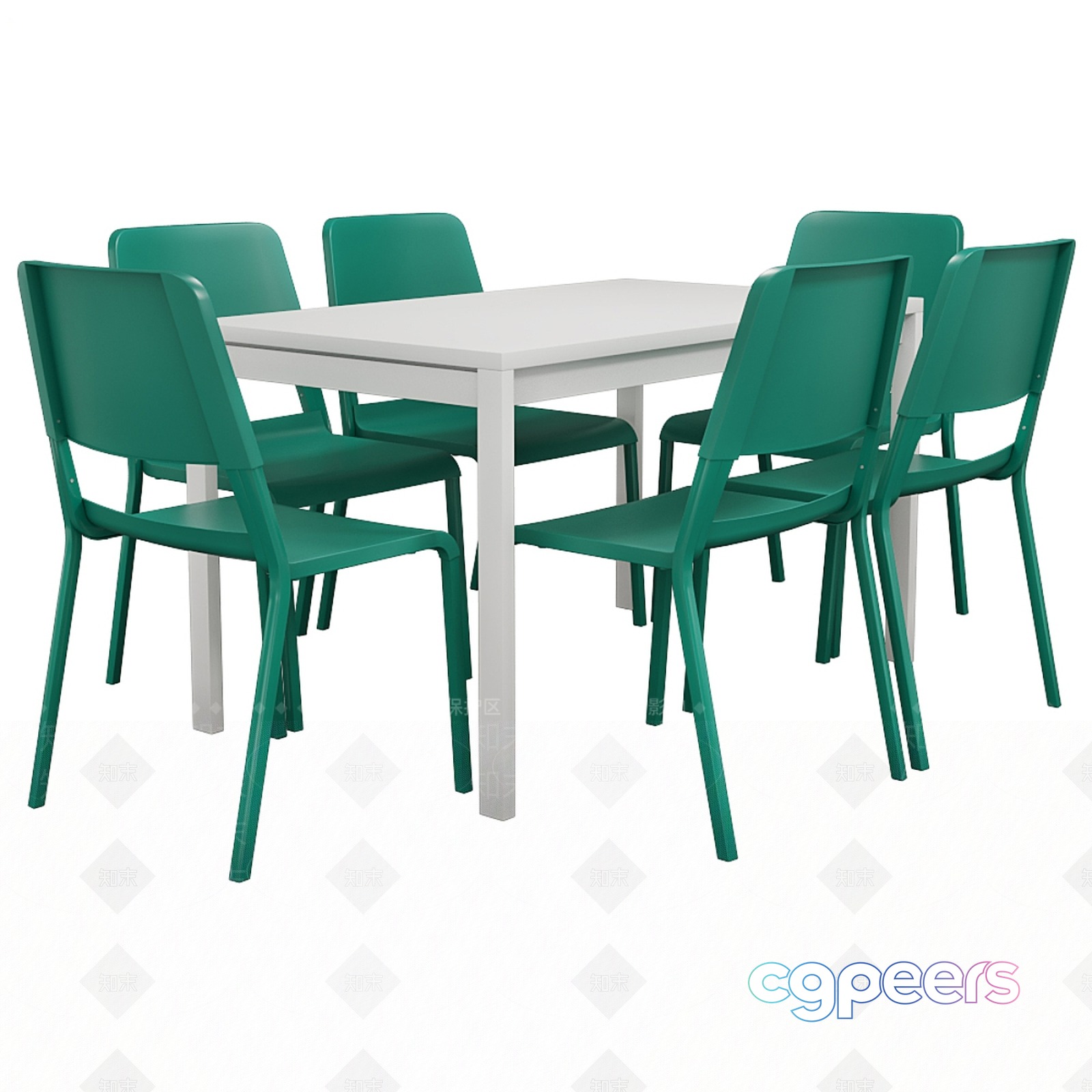 Green Chairs And Table 3D Model - 16709 - VRAY Render