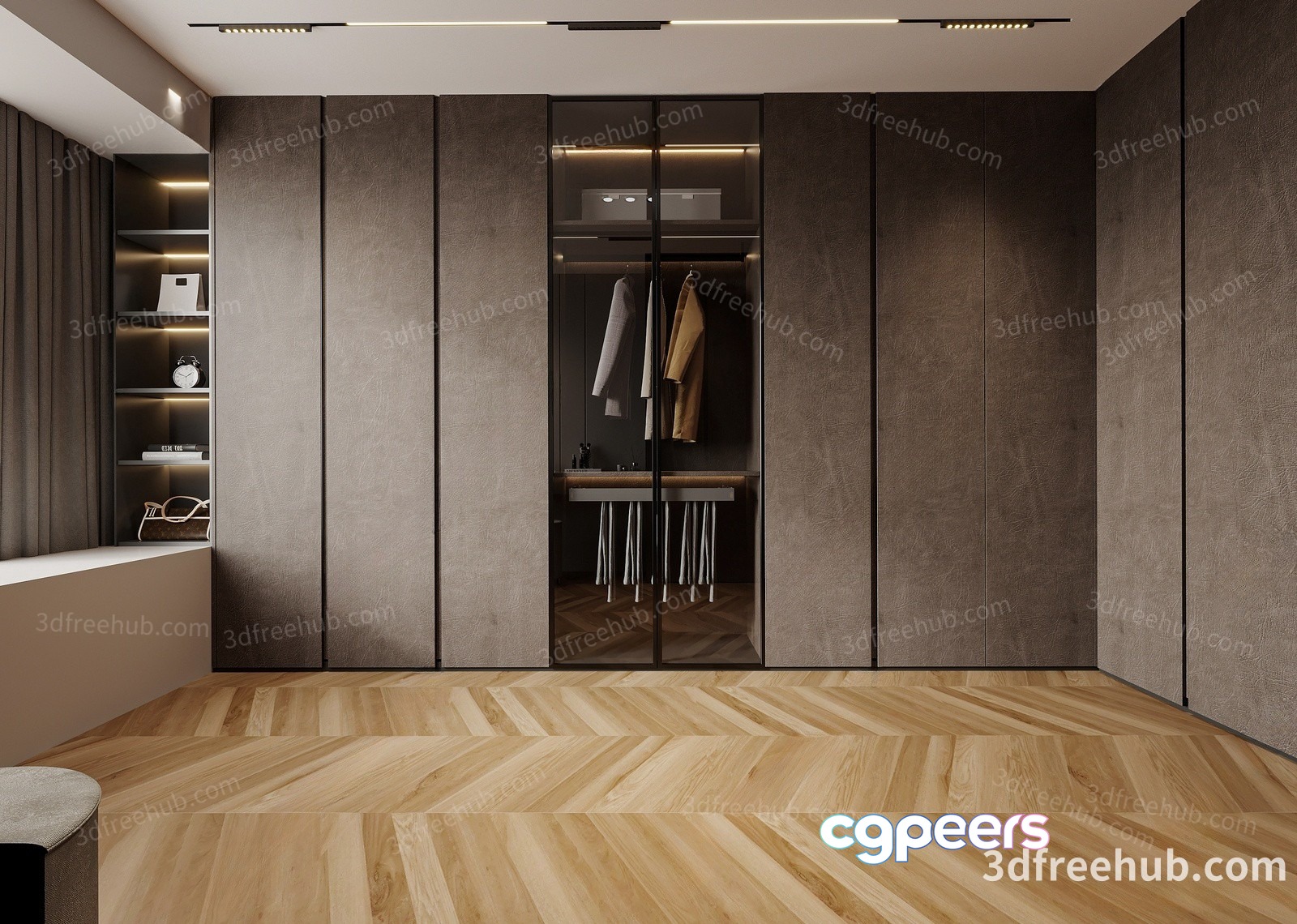 Modern Walk-In Closet 3D Model - 23002 - VRAY Render