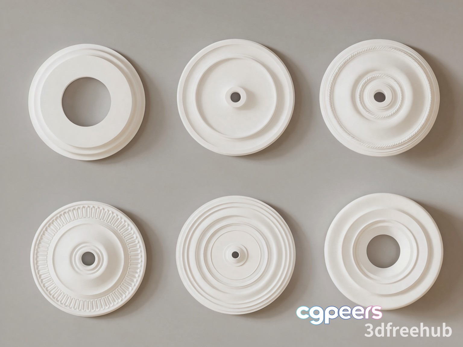 White Decorative Ceiling Medallions 3D Model - 21189 - VRAY Render White Decorative Ceiling Medallions 3D Model - 21189 - VRAY Render