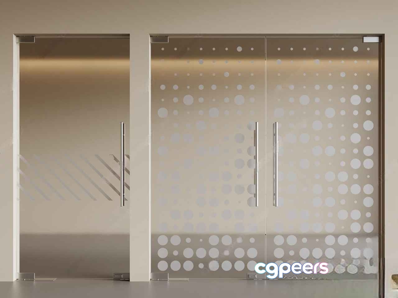 A Glass Door With A Circular Pattern 3D Model - 5483 - VRAY Render