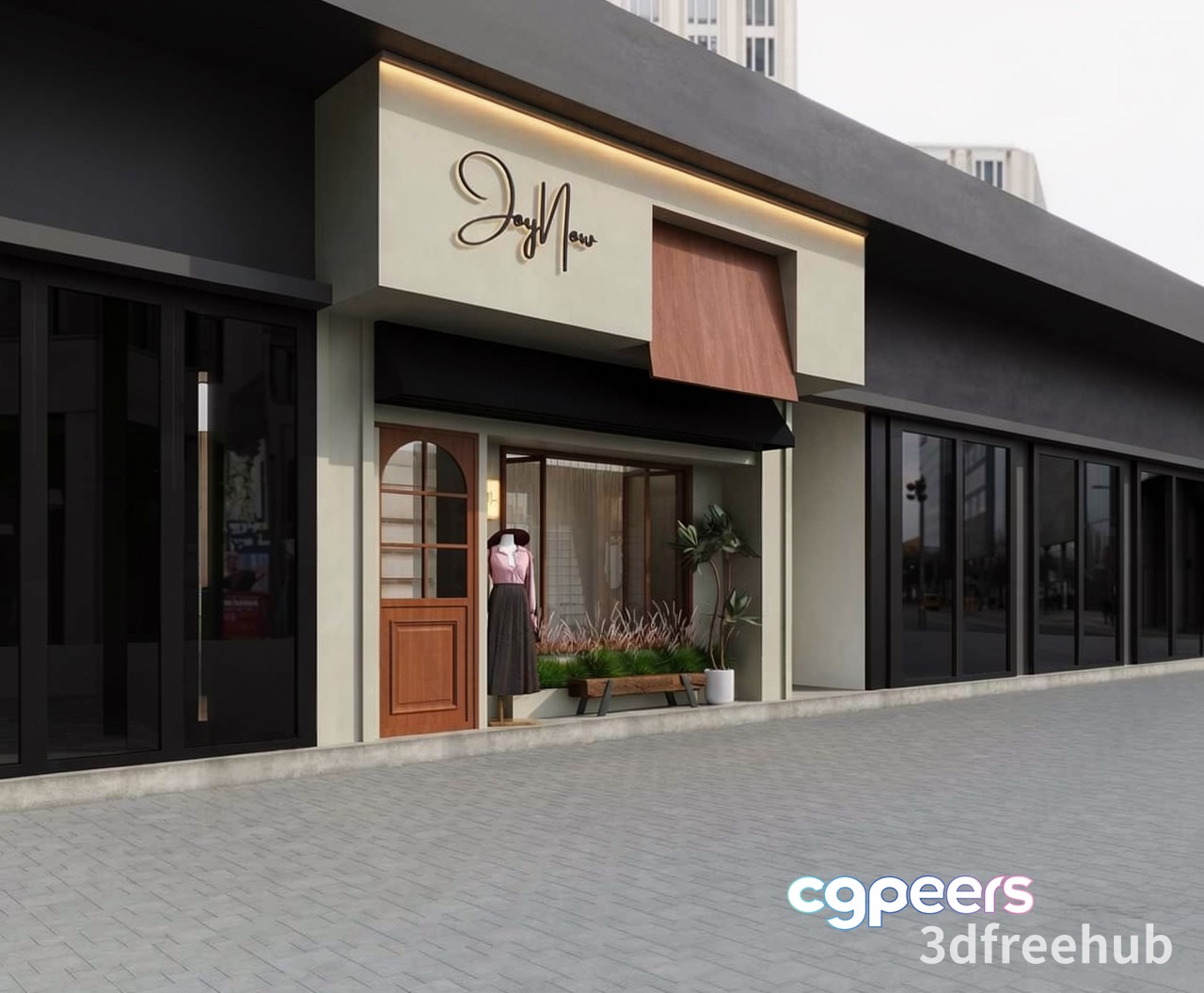 Modern Storefront 3D Model - 22275 - VRAY Render