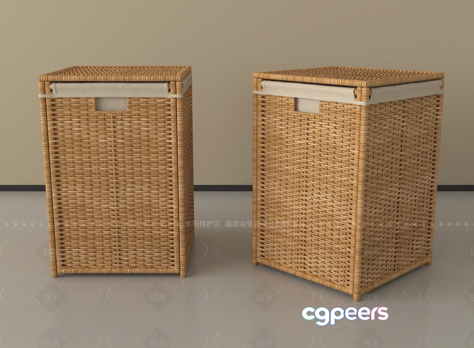 Rattan Laundry Baskets 3D Model - 3120 - VRAY Render