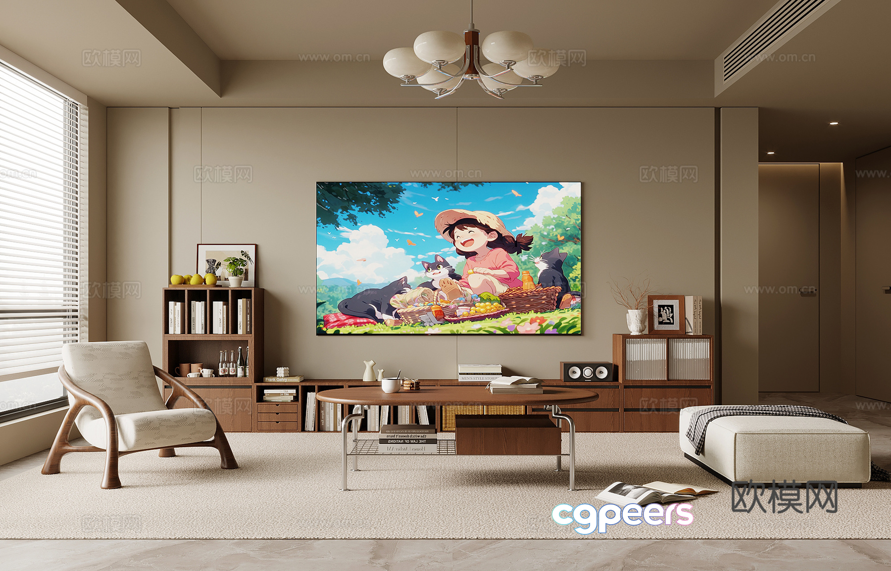 Modern Living Room 3D Model - 18124 - VRAY Render