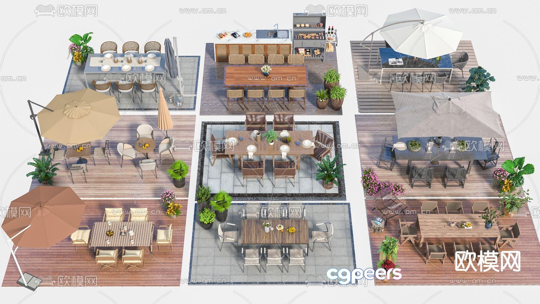Outdoor Dining Area 3D Model - 15414 - VRAY Render