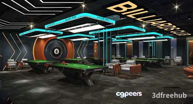 Modern Billiards Room 3D Model - 20201 - VRAY Render
