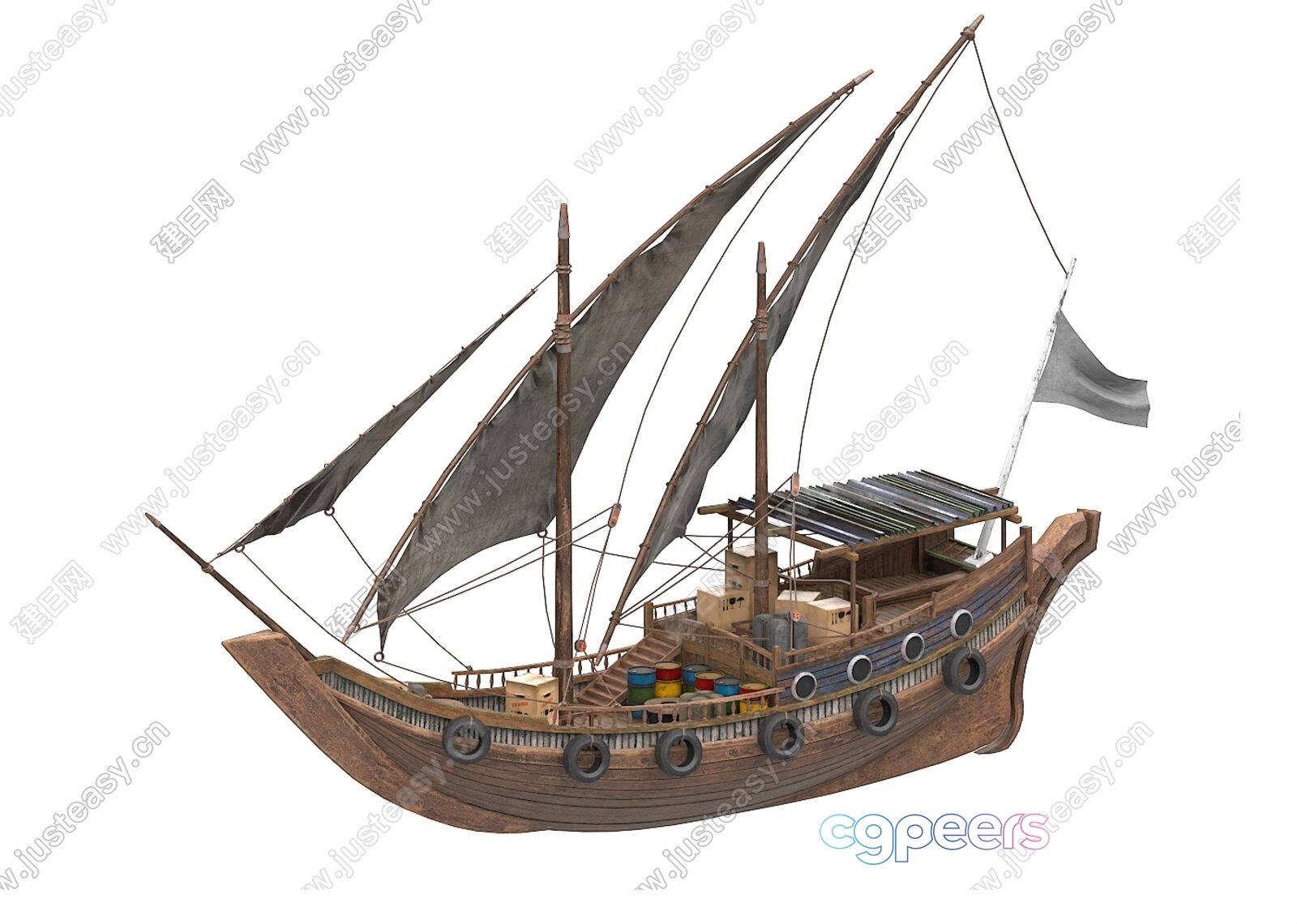 A Wooden Ship 3D Model - 5740 - VRAY Render