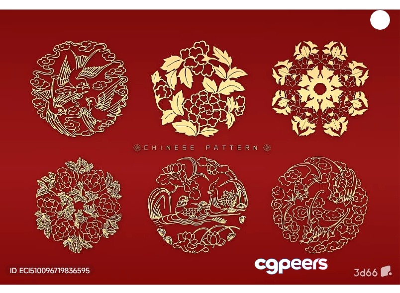 A Chinese Pattern 3D Model - 2095 - VRAY Render