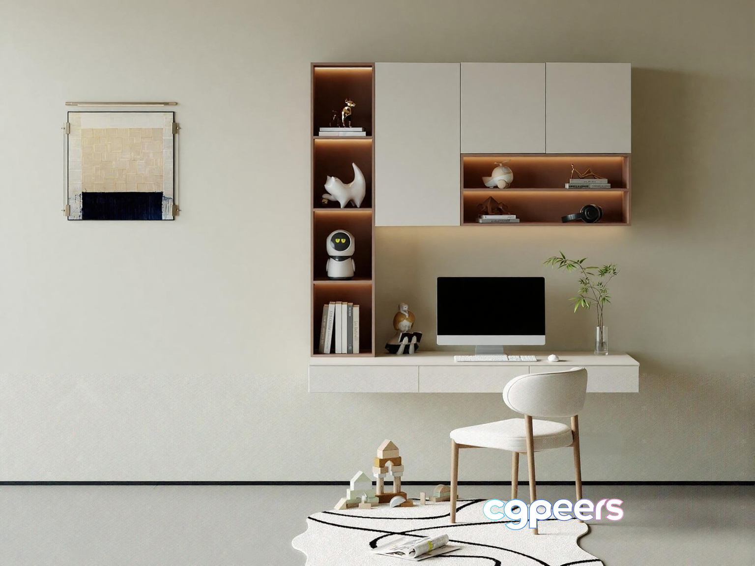 Minimalist Office Space 3D Model - 9865 - VRAY Render Minimalist Office Space 3D Model - 9865 - VRAY Render