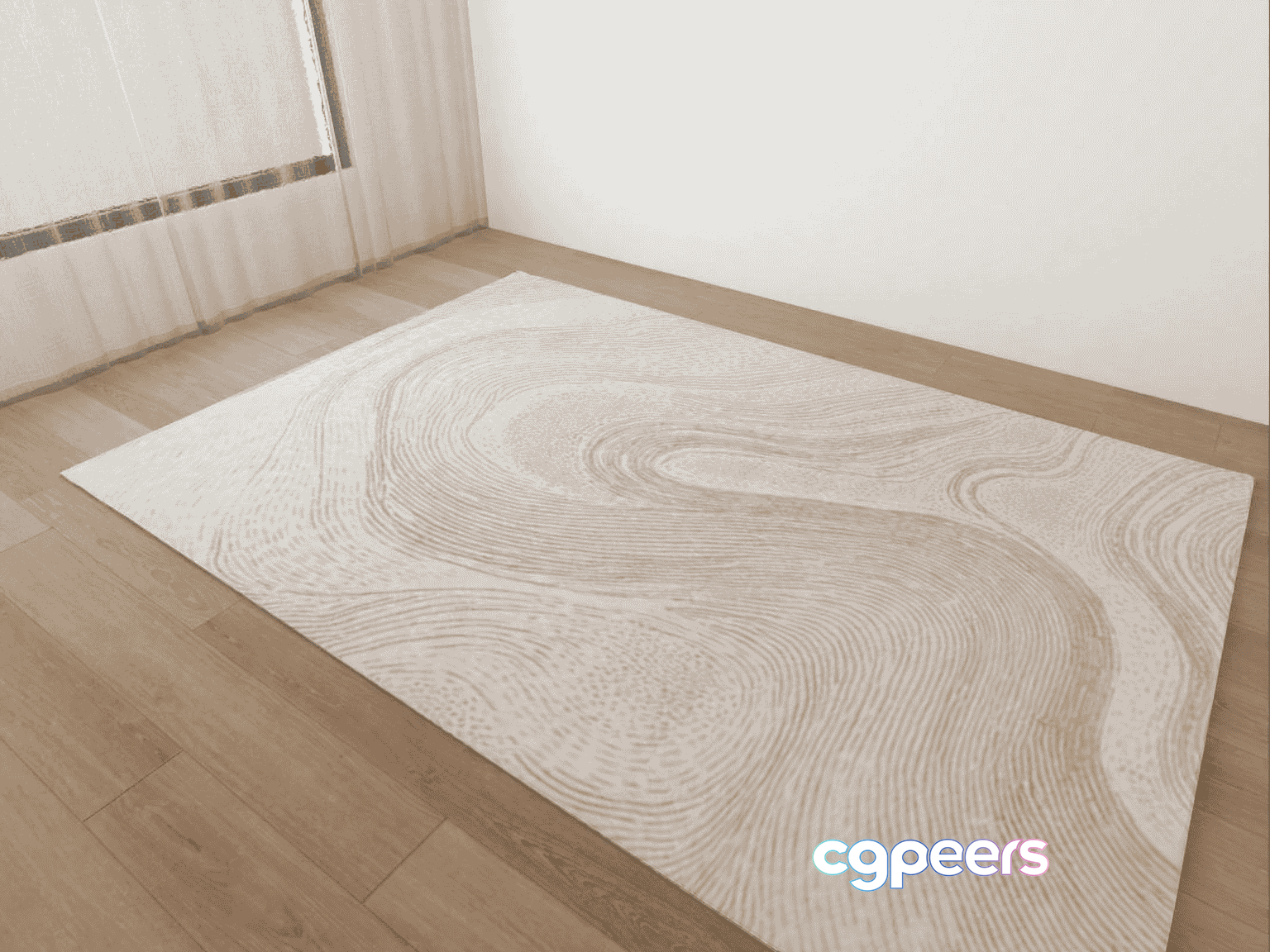 A Large White Rug With A Wavy Pattern 3D Model - 12350 - VRAY Render