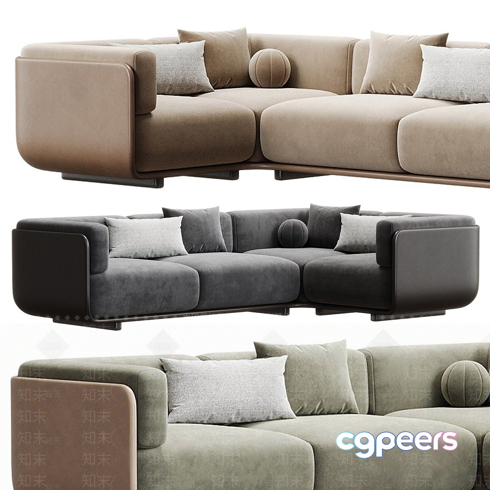 Modern Sectional Sofa 3D Model - 7858 - VRAY Render