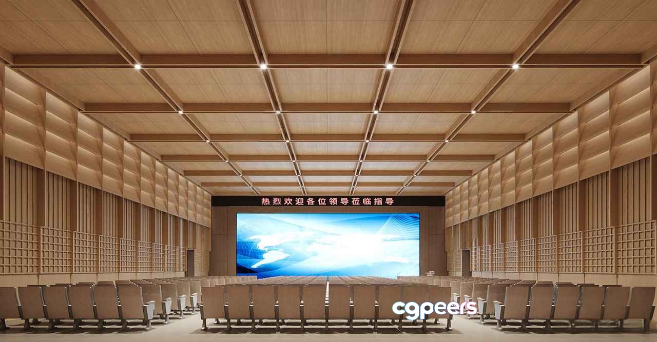 A Large Auditorium With A Stage And Seating 3D Model - 172 - VRAY Render
