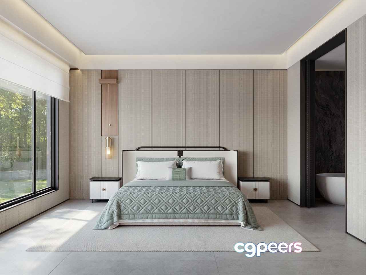 Modern Minimalist Bedroom 3D Model - 17185 - VRAY Render