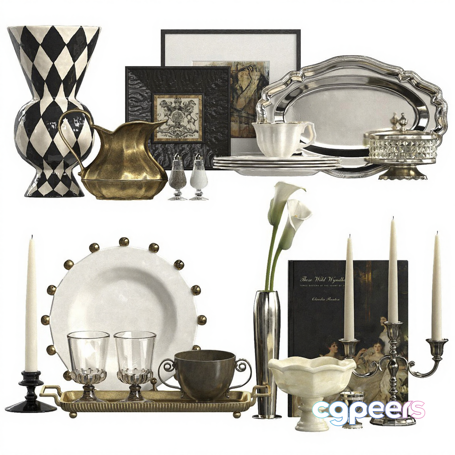 Silver Tableware 3D Model - 3633 - CORONA Render Silver Tableware 3D Model - 3633 - CORONA Render