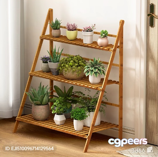 Wooden Plant Stand 3D Model - 4537 - VRAY Render