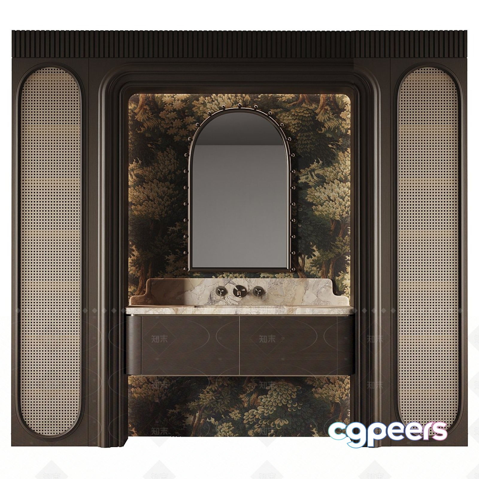 A Vanity Mirror With A Marble Countertop 3D Model - 18182 - VRAY Render