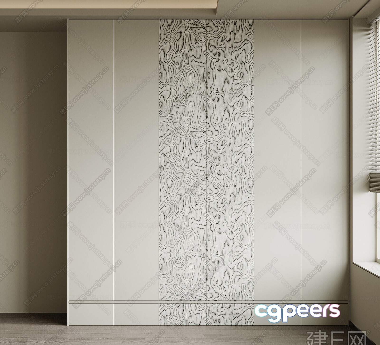 Modern Sliding Closet Doors 3D Model - 6090 - VRAY Render