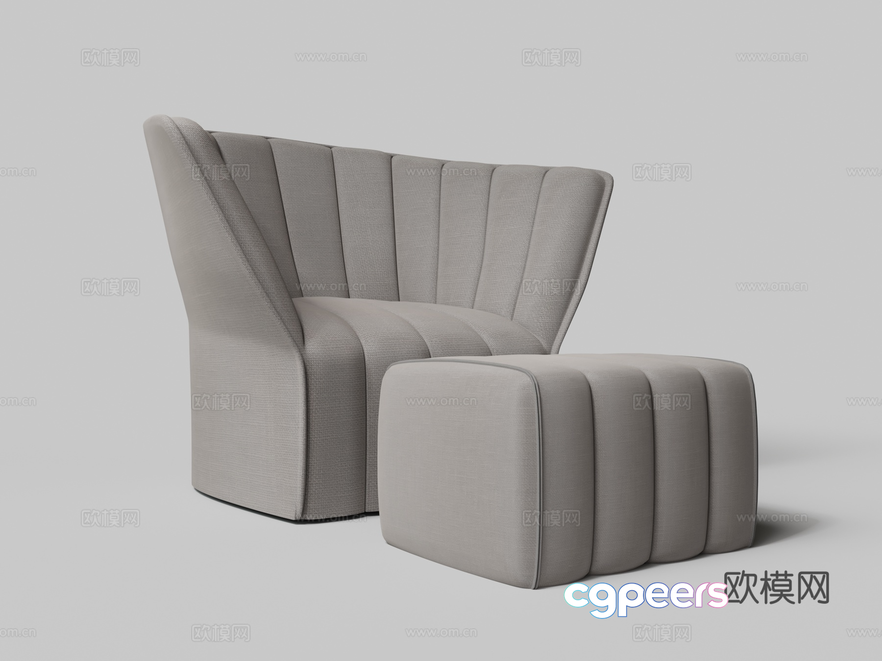 A Modern Armchair And Footstool 3D Model - 10358 - VRAY Render A Modern Armchair And Footstool 3D Model - 10358 - VRAY Render
