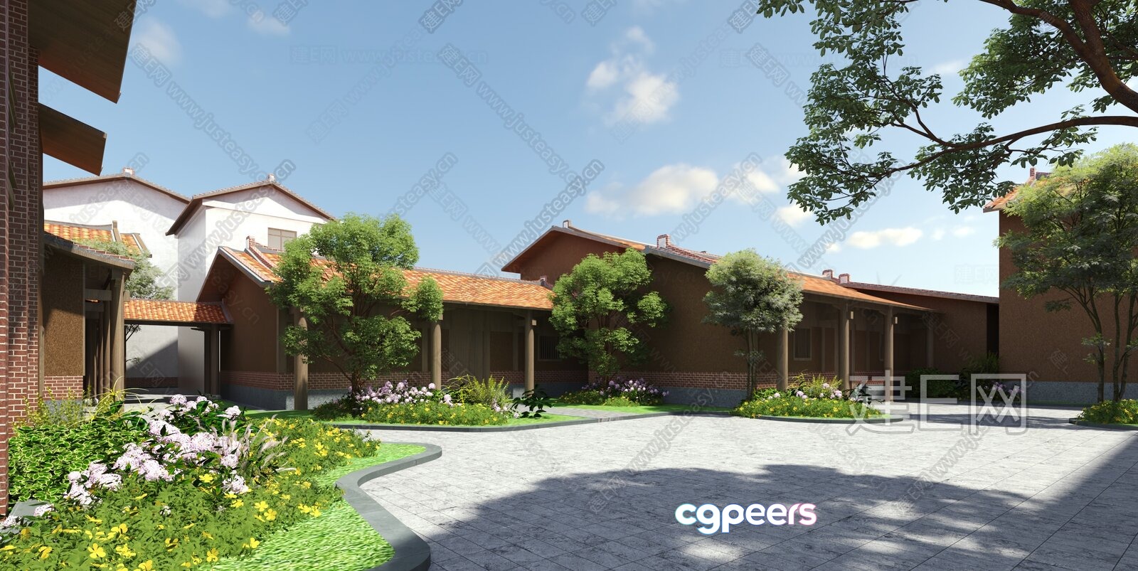 A House With A Courtyard 3D Model - 1876 - VRAY Render