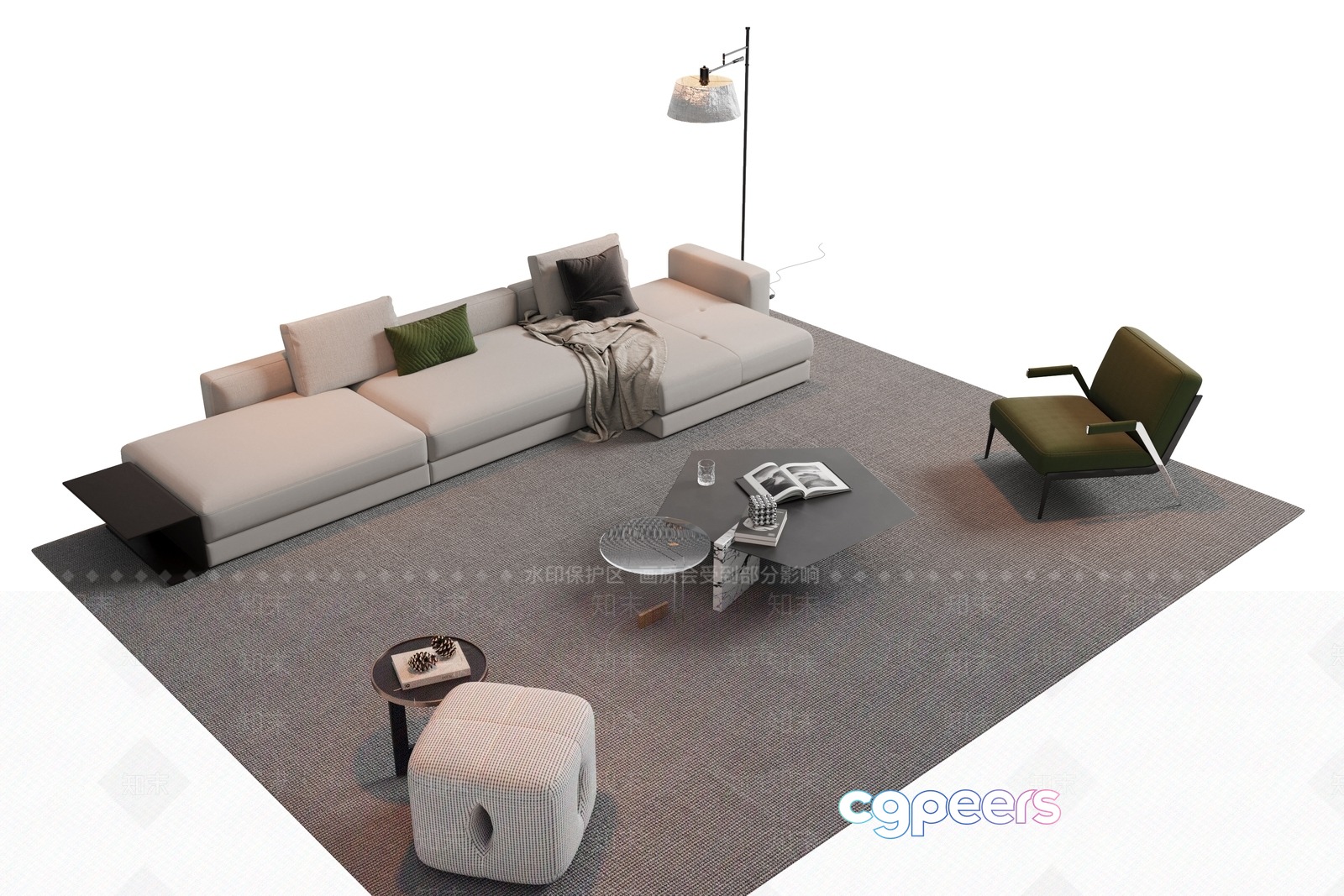 Modern Living Room 3D Model - 6120 - VRAY Render