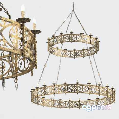 Gold Light Fixture 3D Model - 22115 - VRAY Render