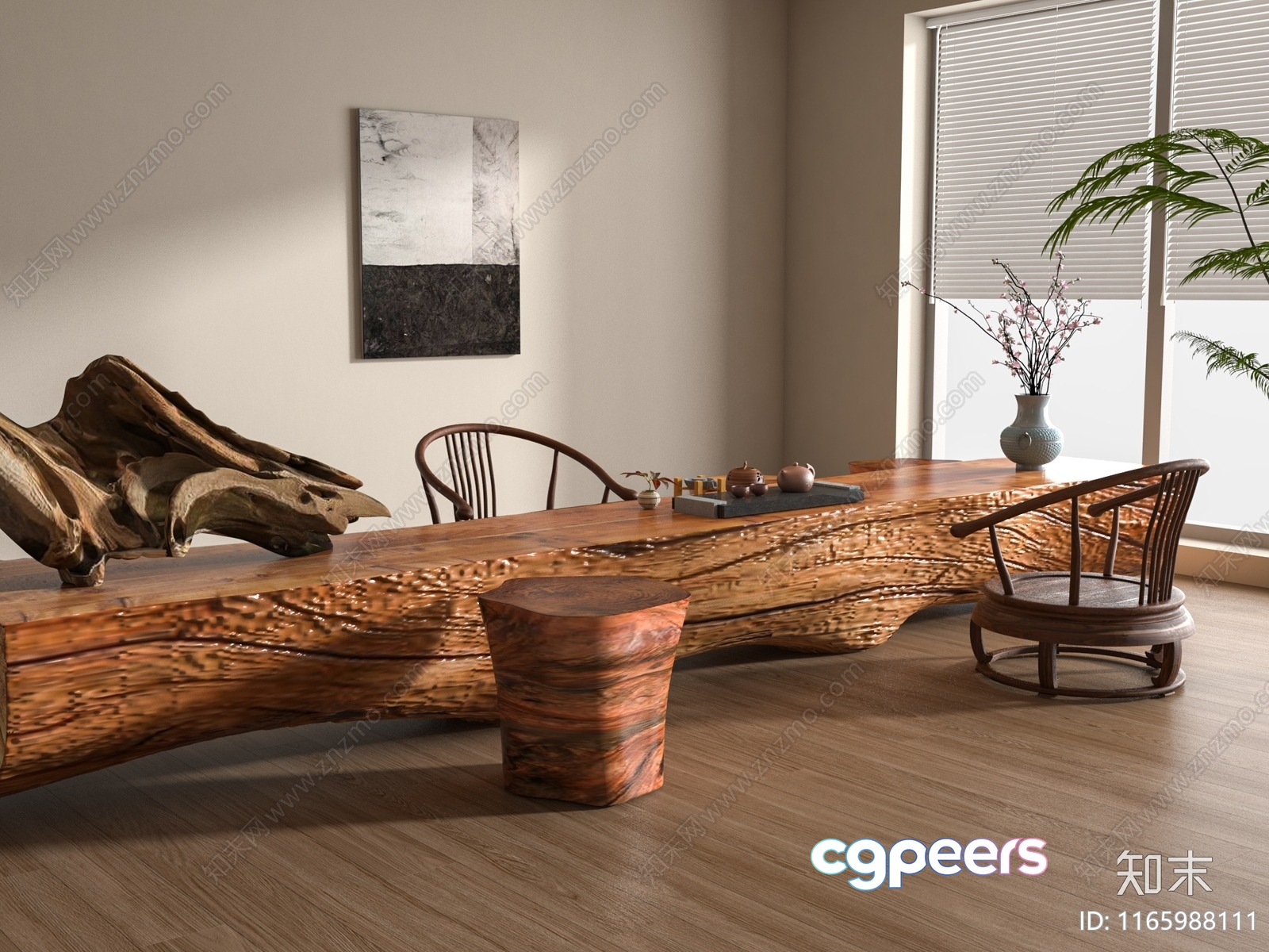 Wooden Table And Chairs 3D Model - 7798 - VRAY Render Wooden Table And Chairs 3D Model - 7798 - VRAY Render