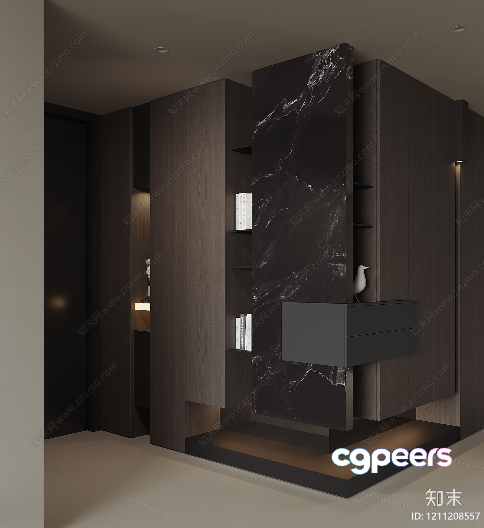 Modern Dark Wood Living Room 3D Model - 9273 - VRAY Render Modern Dark Wood Living Room 3D Model - 9273 - VRAY Render