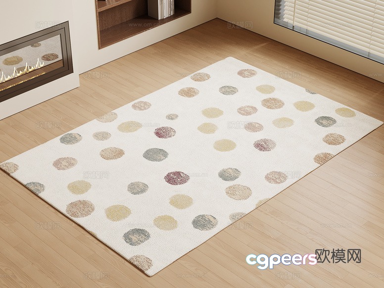 A White Rug With Polka Dots 3D Model - 6390 - VRAY Render A White Rug With Polka Dots 3D Model - 6390 - VRAY Render
