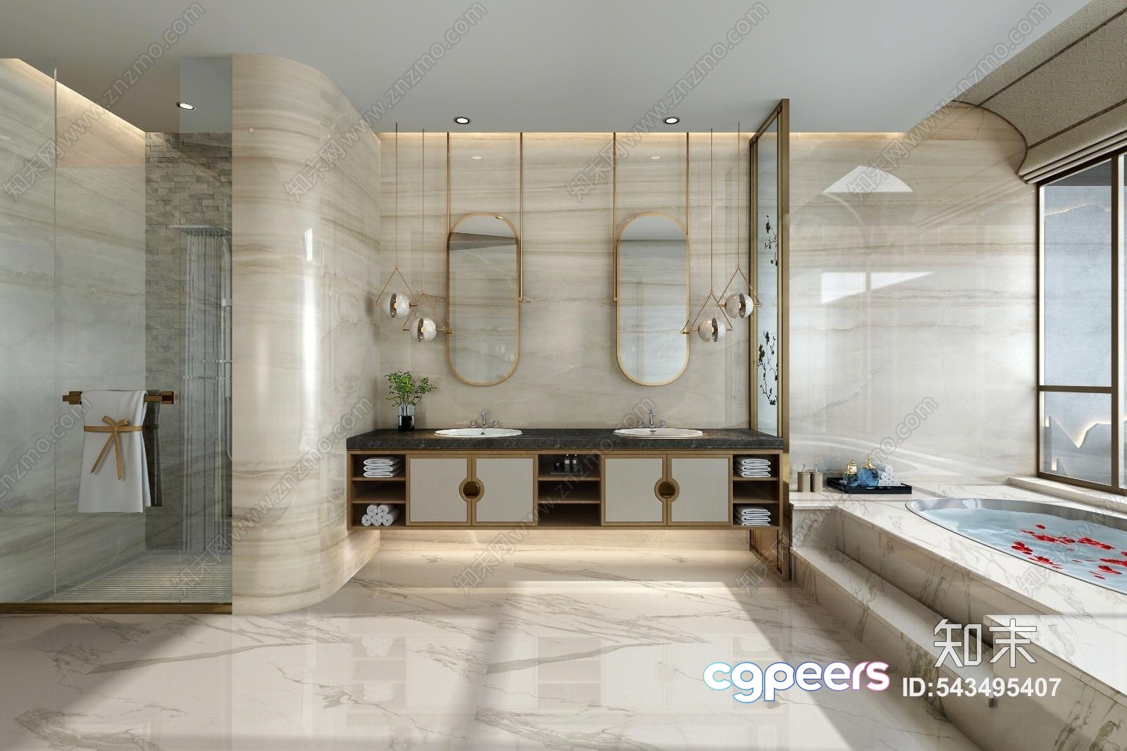 A Luxurious Bathroom With A Modern Design 3D Model - 5012 - VRAY Render A Luxurious Bathroom With A Modern Design 3D Model - 5012 - VRAY Render