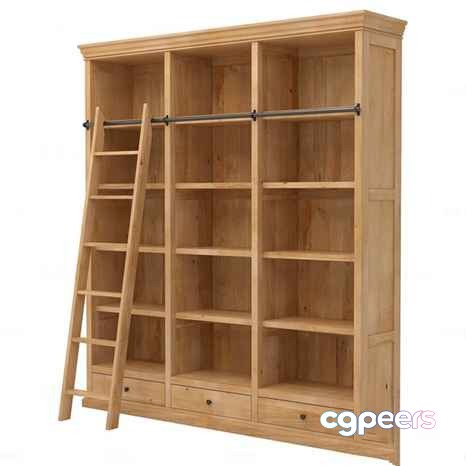 Wooden Ladder Shelf 3D Model - 1410 - CORONA Render