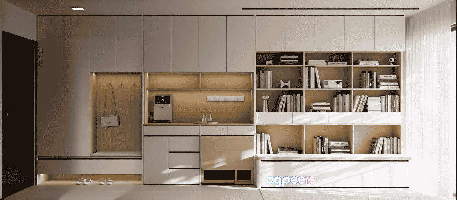 Modern Minimalist Shelf 3D Model - 12541 - VRAY Render Modern Minimalist Shelf 3D Model - 12541 - VRAY Render