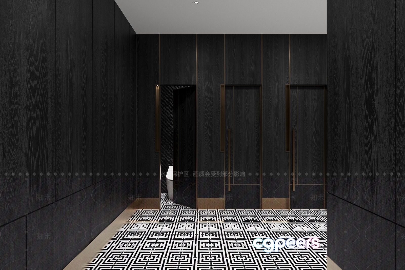 Modern Black And White Hallway 3D Model - 9520 - VRAY Render Modern Black And White Hallway 3D Model - 9520 - VRAY Render