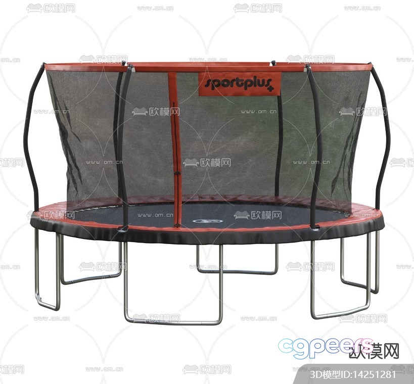 The Main Subject Is A Trampoline With A Safety Enclosure 3D Model - 12440 - VRAY Render