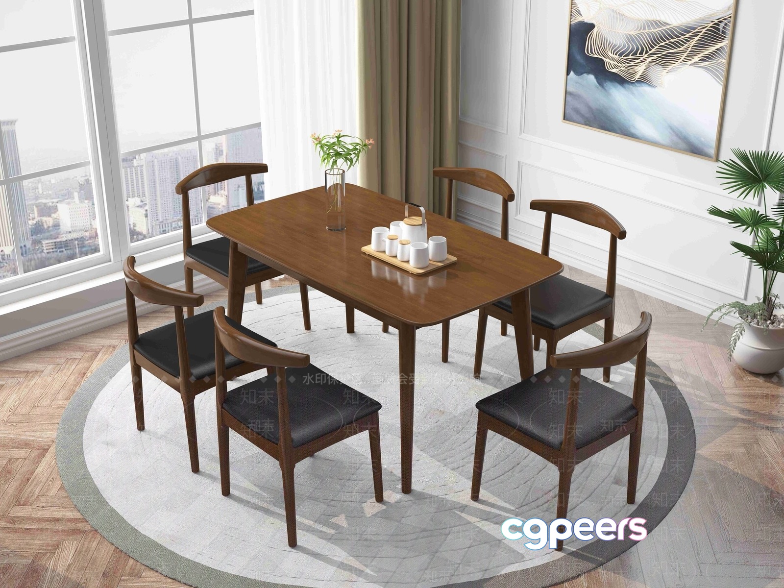 Modern Dining Room 3D Model - 2278 - VRAY Render Modern Dining Room 3D Model - 2278 - VRAY Render