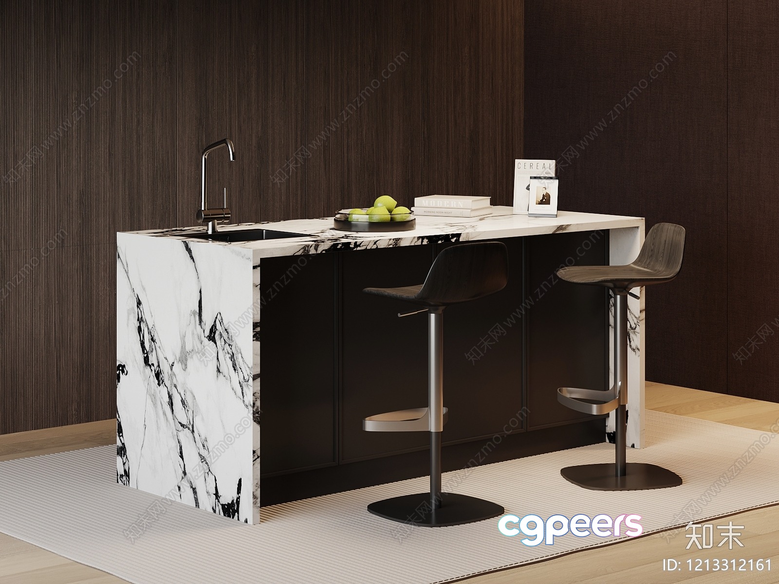 Modern Kitchen Island 3D Model - 17900 - VRAY Render Modern Kitchen Island 3D Model - 17900 - VRAY Render