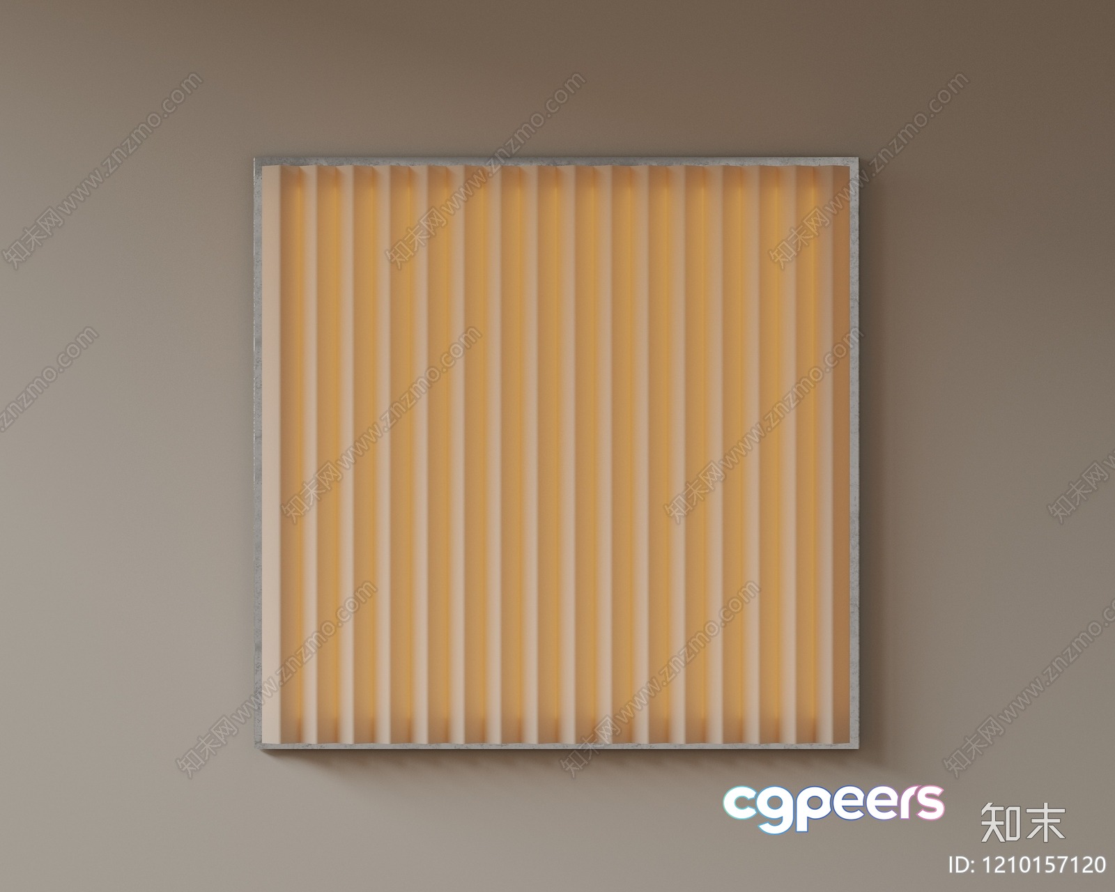 A Square Light Fixture With Vertical Slats 3D Model - 9268 - VRAY Render