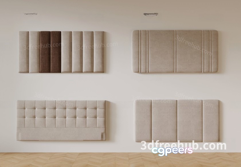 Grey Headboard 3D Model - 18902 - VRAY Render