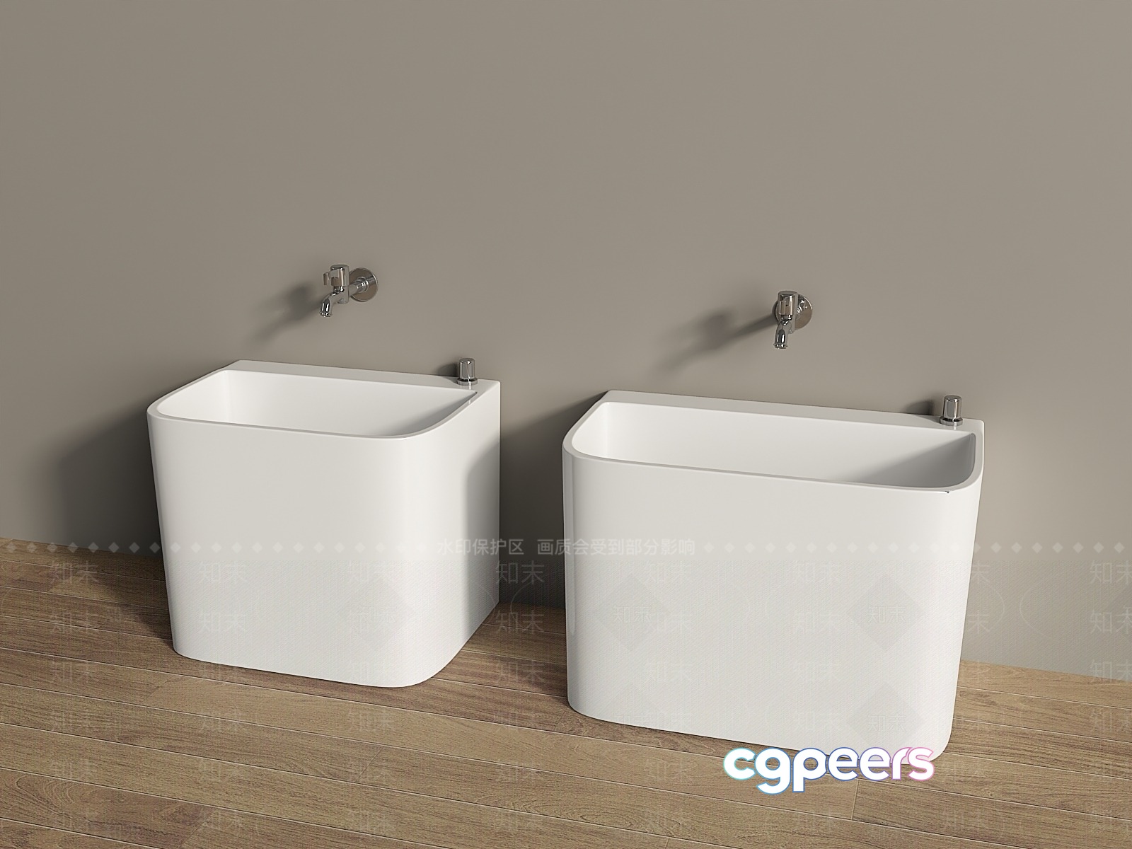 Two White Sinks 3D Model - 18157 - VRAY Render