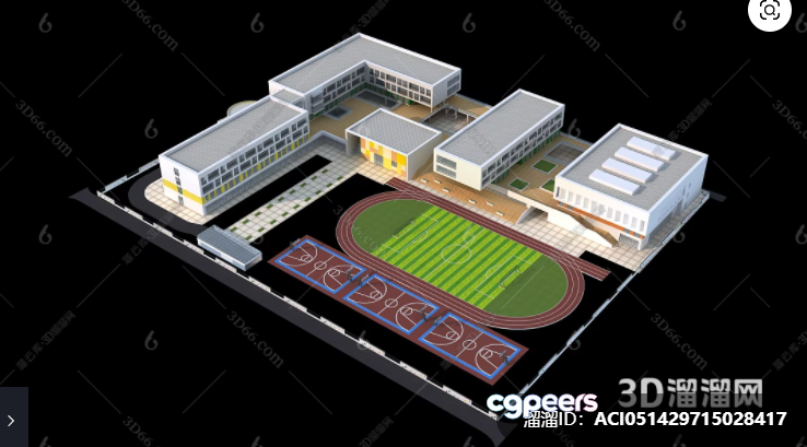 A 3D Rendering Of A School Building 3D Model - 373 - VRAY Render A 3D Rendering Of A School Building 3D Model - 373 - VRAY Render