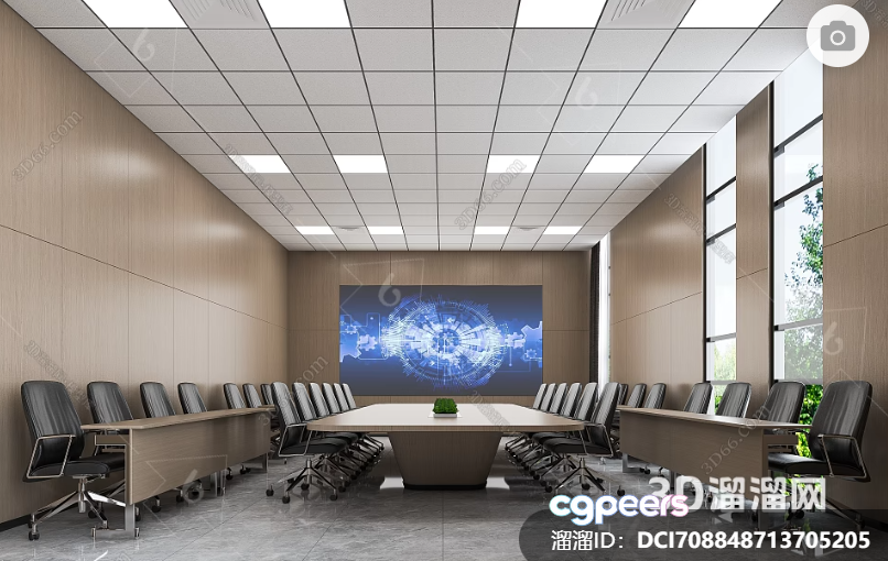A Conference Room With A Large Screen And Chairs 3D Model - 2447 - VRAY Render