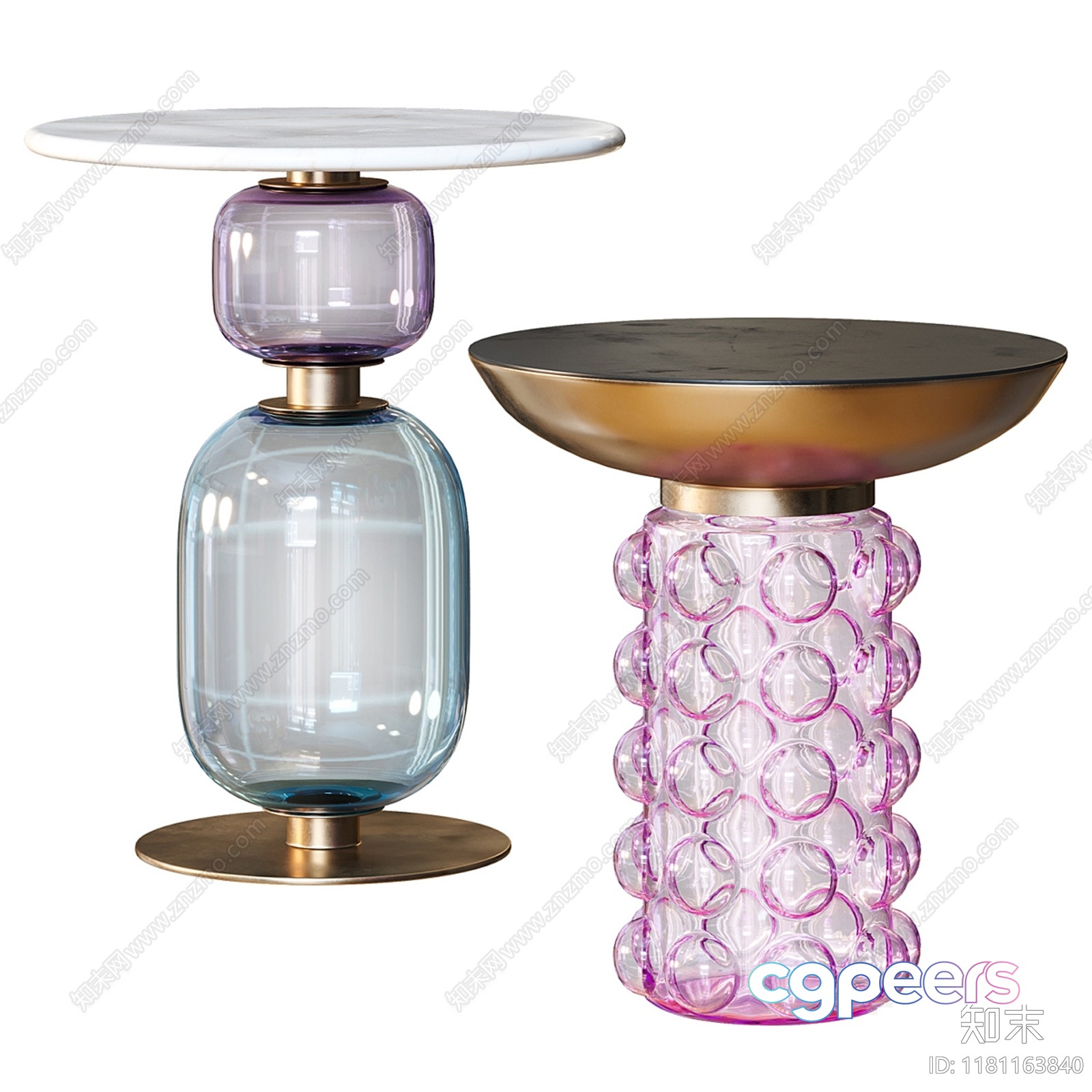 Decorative Glass Side Tables 3D Model - 388 - VRAY Render Decorative Glass Side Tables 3D Model - 388 - VRAY Render