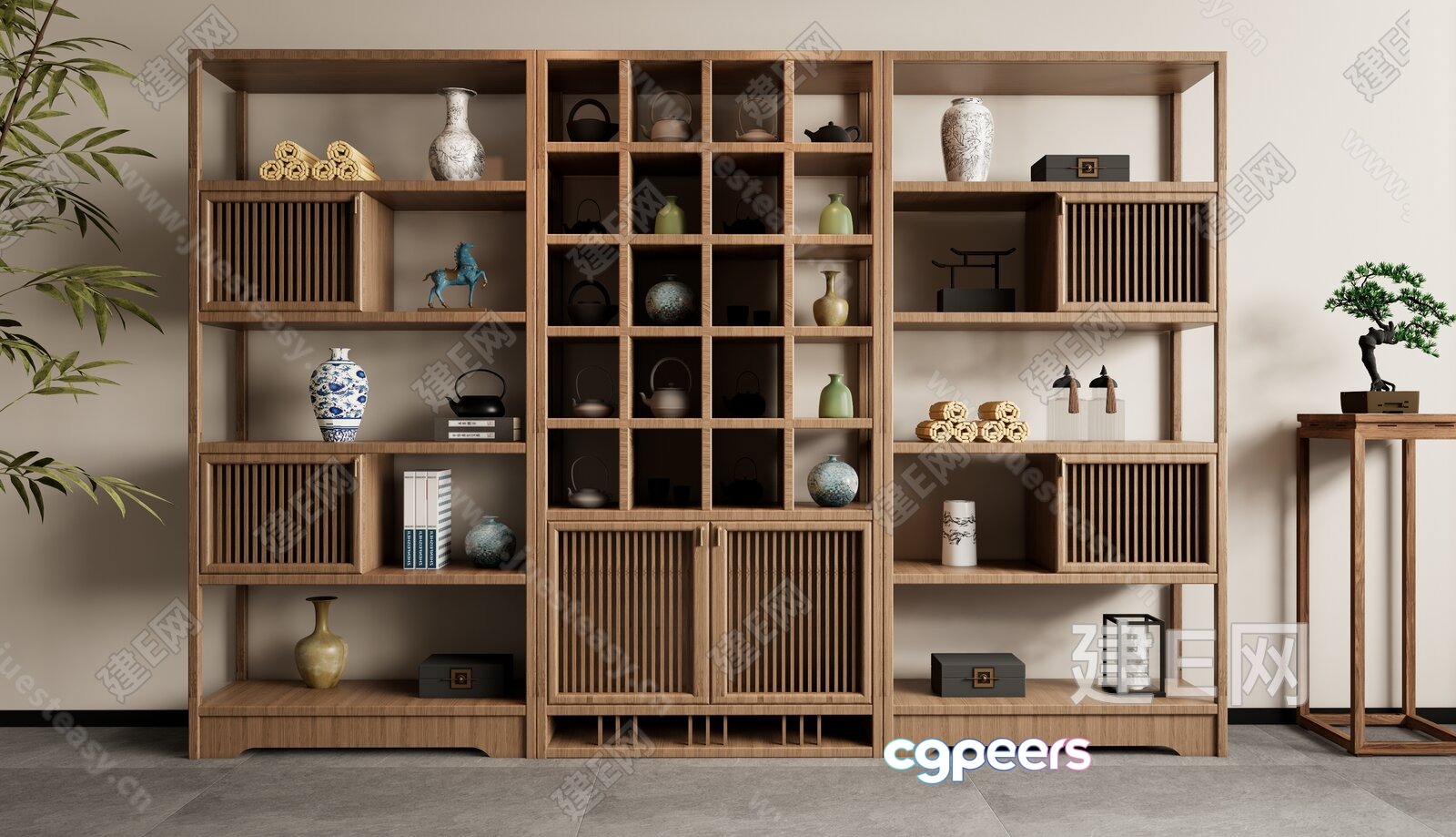 Wooden Shelving Unit 3D Model - 3741 - VRAY Render
