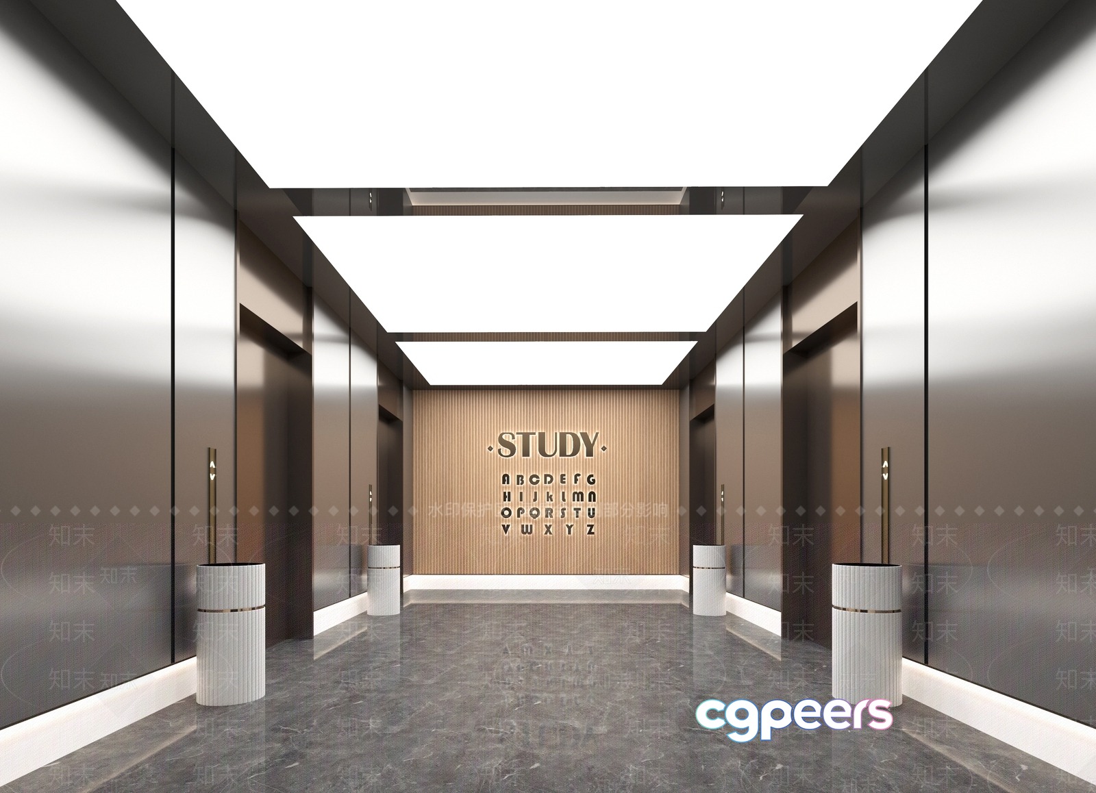 Modern Office Hallway 3D Model - 4326 - VRAY Render
